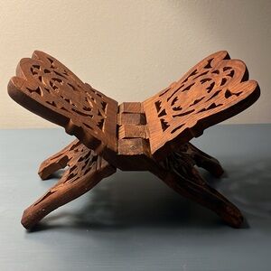 Wooden Book Stand - Carved